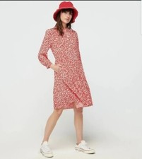 J.CREW Tiered Dress Red Ditsy Floral Long Sleeve A-Line Size Small  New NWT 