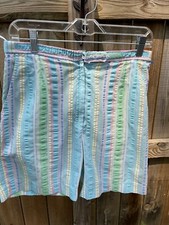 Vintage 80  s Pastel Stripe Long Shorts 10 Grandmacore