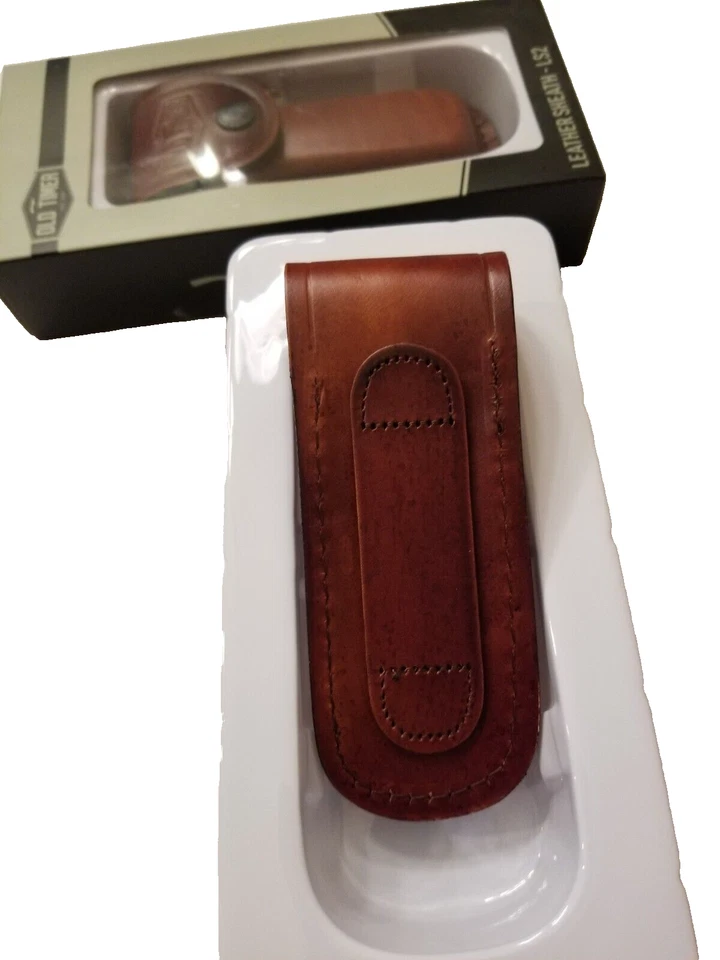 SCHRADE - OLD TIMER - #LS 2  BROWN LEATHER SHEATH - FITS ANY 5" FOLDER - Image 2 of 3