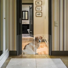 Clear Freestanding Dog Gate for Indoor Use,Pet Gates for Doorways no Drilling...