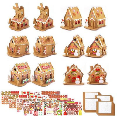 12 Sets Christmas Gingerbread House Craft Kit DIY Make Your Own Cardboard Hou...