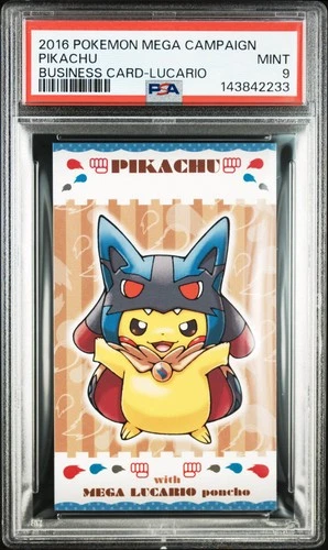 2016 POKEMON JPN STRONG CUTE PIKACHU MEGA CAMPAIGN BUSINESS CARDS PIKACHU PSA 9