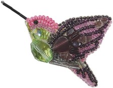 Bead Jewelry Making Kit "Hummingbird". Beading Pendant Beadwork Vintage Necklace