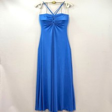 Sincerely Jules Blue Ruched Keyhole Cross Back Maxi Dress Size L