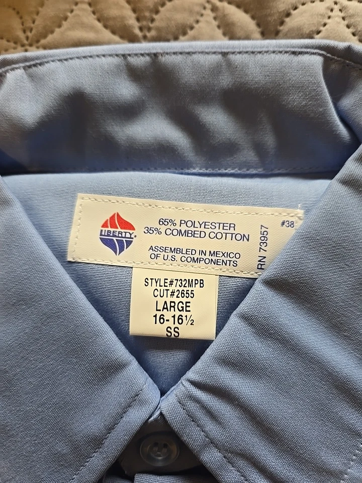 Liberty Uniform Shirt Men's Blue 732MPB 16.16.5 SS  - Image 2 of 4