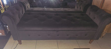 Brown Tufted Velvet Chesterfield Sofa, 3-Seater, Traditional Style ottoman
