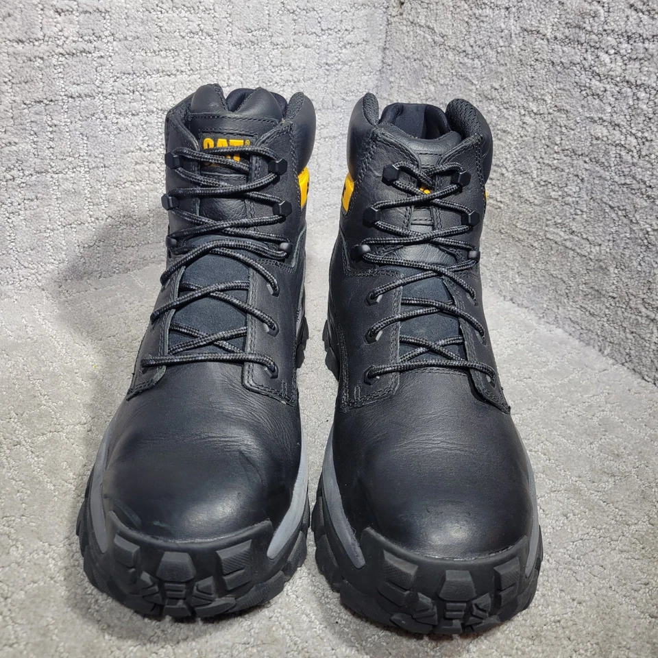 Bota de trabalho Caterpillar Invader Hi masculina tamanho 10,5M couro preto biqueira de aço P91287 - Imagem 3 de 4