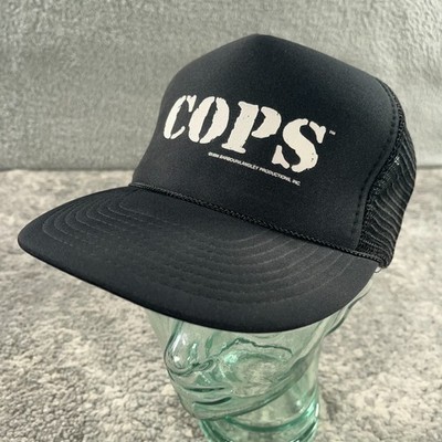 Vintage Cops TV Show Trucker Hat Cap Mens Snapback Black 80s 90s Promo Foam Mesh