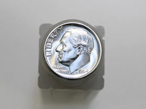 1964 10C ROOSEVELT SILVER DIME GEM PROOF ROLL