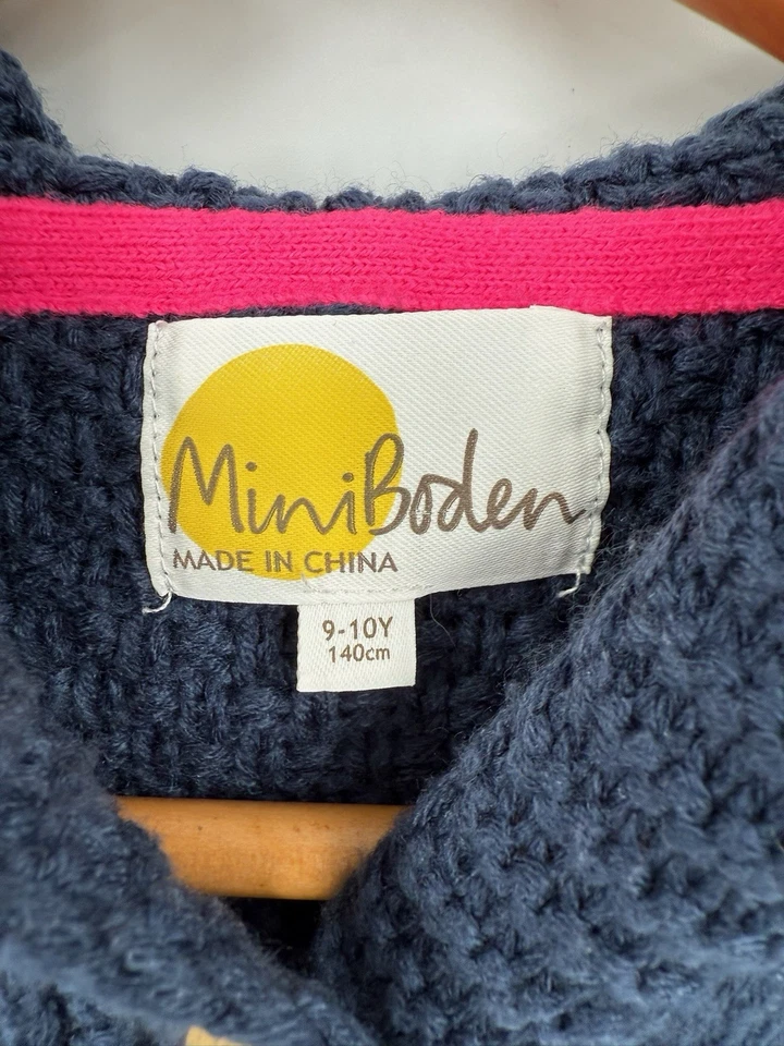 Мини Boden девочек темно-синий свитер на пуговицах с Pom Pom капюшон размер 9-10 лет - Изображение 3 из 4