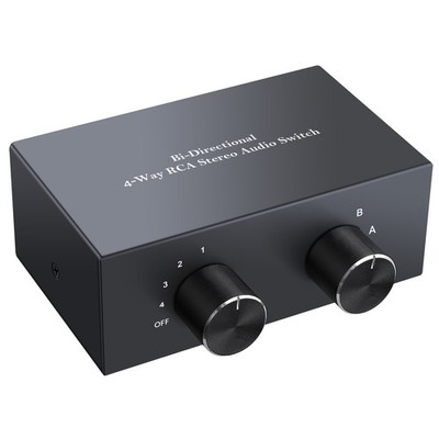 4-Way Stereo L/R Sound Channel Bi-Directional Audio Switcher 4(2)-in-2(4) out