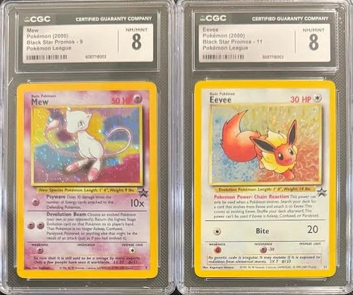 SEQUENTIAL CGC 8 MEW 9 HOLO SWIRL & EEVEE 11  HOLO BLACK STAR PROMOS POKEMON