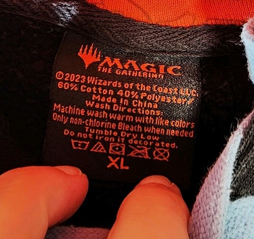 Magic the Gathering Hoodie Sz XL Lace Up Retro Hockey Black Red Embroidered - Picture 3 of 10