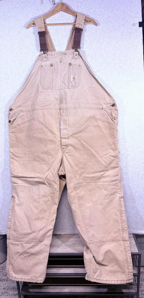 Carhartt Overalls Mens 54x30 Vintage R02 Duck Bib Quilt Lined Double Knee USA - Image 2 of 4