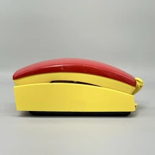 GTE Automatic Electric 70s Trimline Desk Wall Rotary Telephone Phone Red Yellow