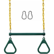 Jungle Gym Kingdom 18" Trapeze Swing Bar & Rings w/ 48" Heavy Duty Chains &...