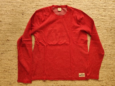Hollister, Herren Sommerpullover, Rundhals, Rot meliert, Gr. XL