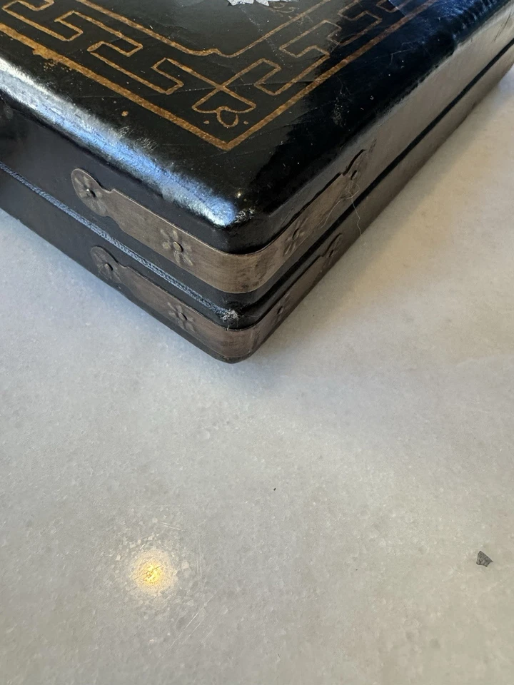 Vintage Mahjong Mah Jongg Bakelite MiniTile Game 144pcs  Green Dragon Hinged Box - Image 4 of 4