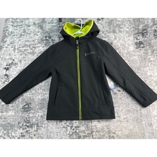 Free Country Boys 10-12 Softshell Hooded Jacket Black Lime Green Fleece NWT