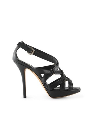 Christian Dior Schwarze Leder-Sandalen Mit Gekreuzten Riemen Weiblich Schwarz