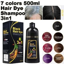 3 in 1 Hair Dye Shampoo 500ml Hair Color Shampoo Instant Hair Dye Plants Essence