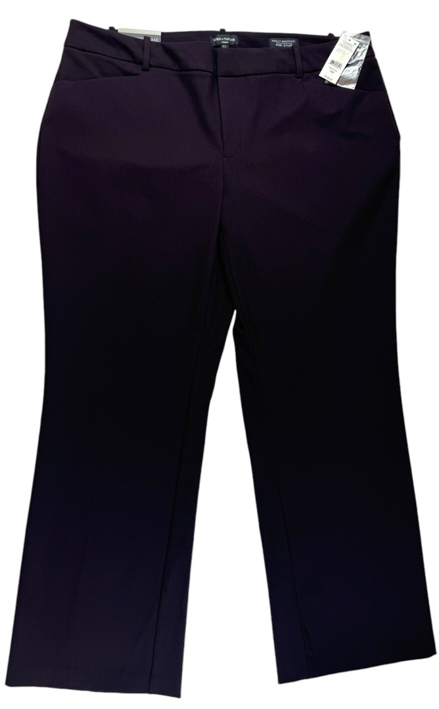 Lord & Taylor Kelly Bootcut Trousers Pants In Pinot Noir Womens  18W NWT- READ