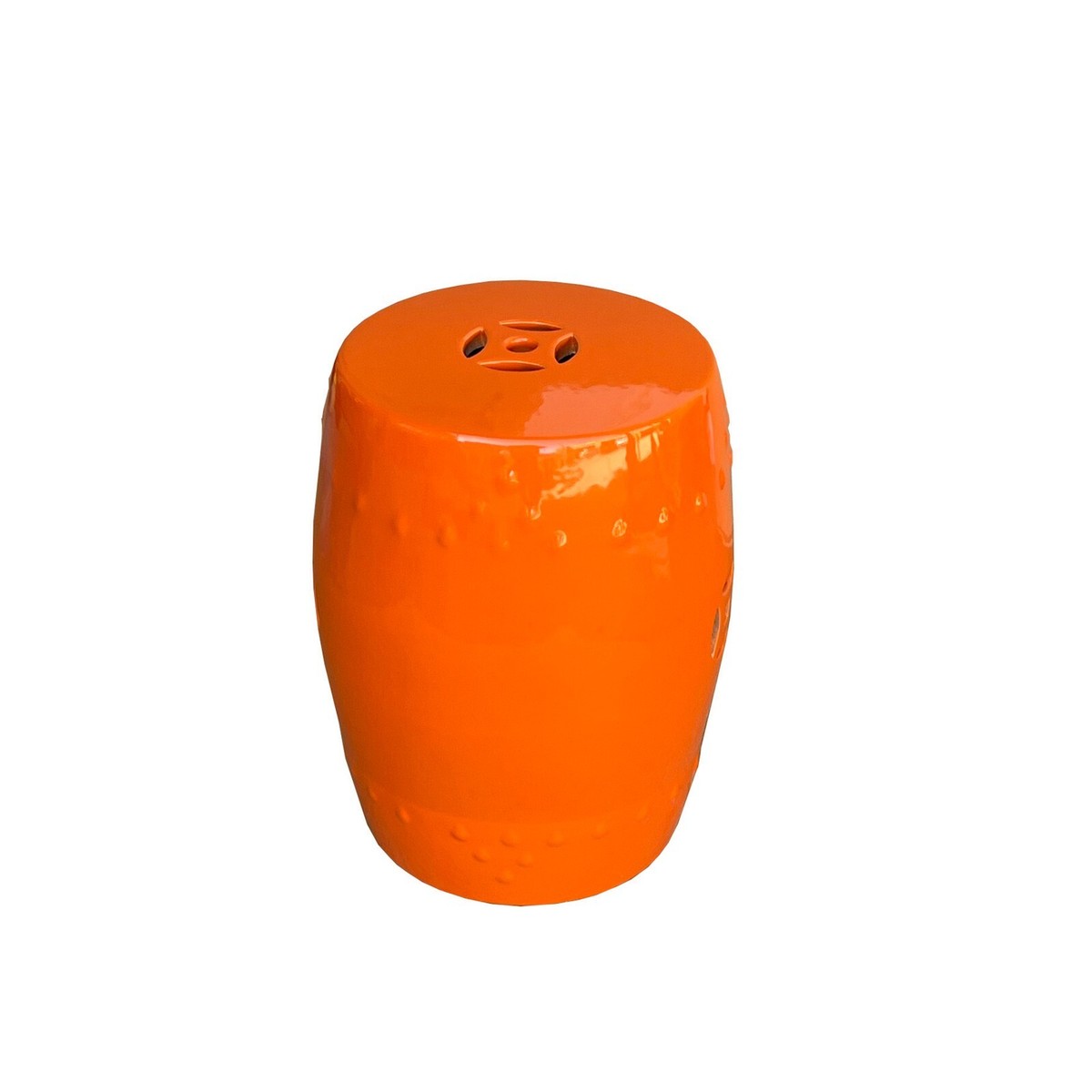 Oriental Double Coin Pattern Solid Orange Porcelain Round Stool cs7560S Oriental Double Coin Pattern Solid Orange Porcelain Round Stool cs7560S