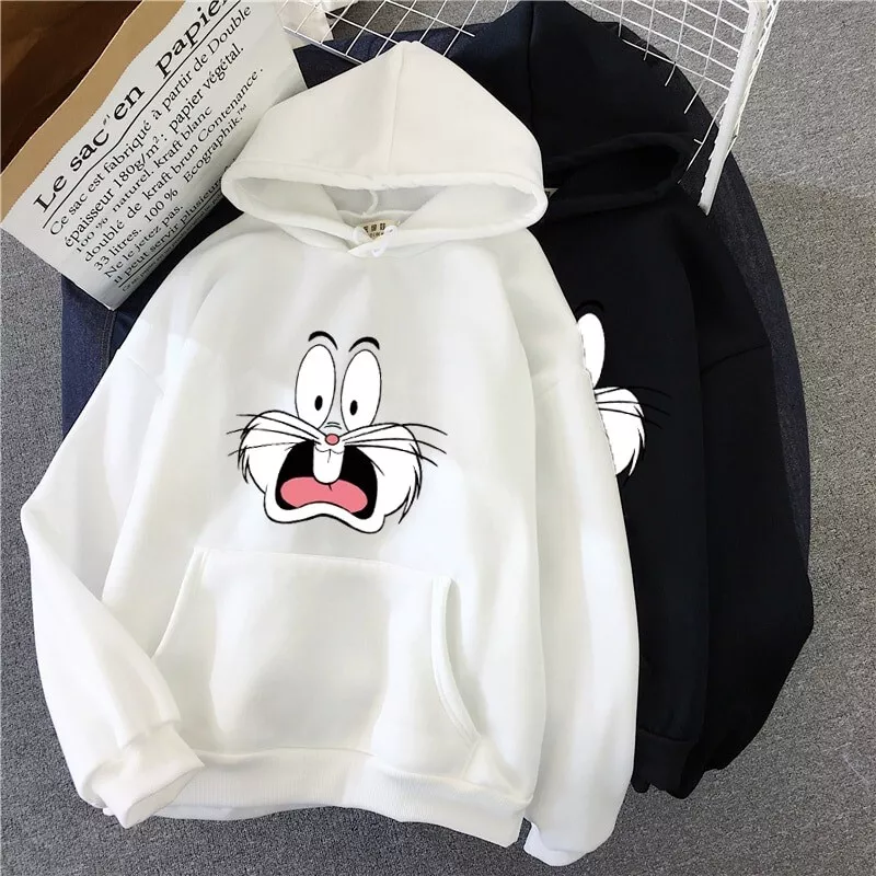 Dancing Bear Cartoon Print, Men's Outfits, Casual Hoodies Long