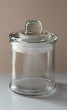 Clear Glass ~ Apothecary Jar w/Lid ~ 2.36" Dia. x 3.36" Tall ~ Storage Canister