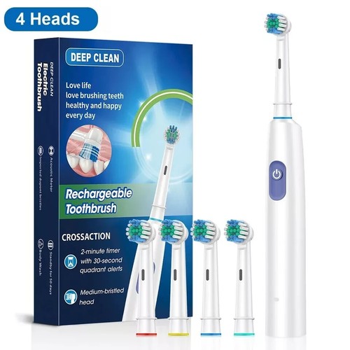 Toothbrush Electric Rechargeable Pro Rotating Brush Oral-B Heads Timer Modes USB - Picture 12 of 12