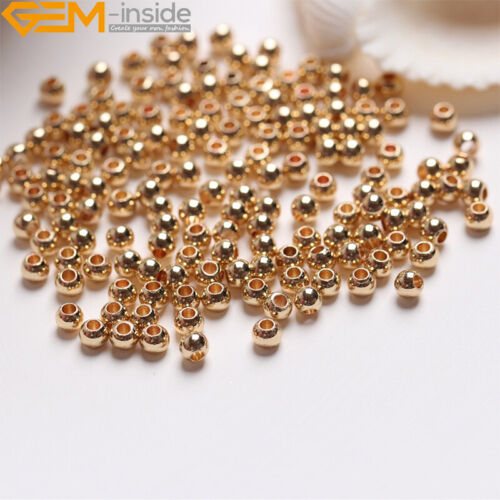 Distanziatore ipoallergenico perline oro giallo 14 carati perline piene creazione gioielli 100 pezzi - Foto 5 di 21