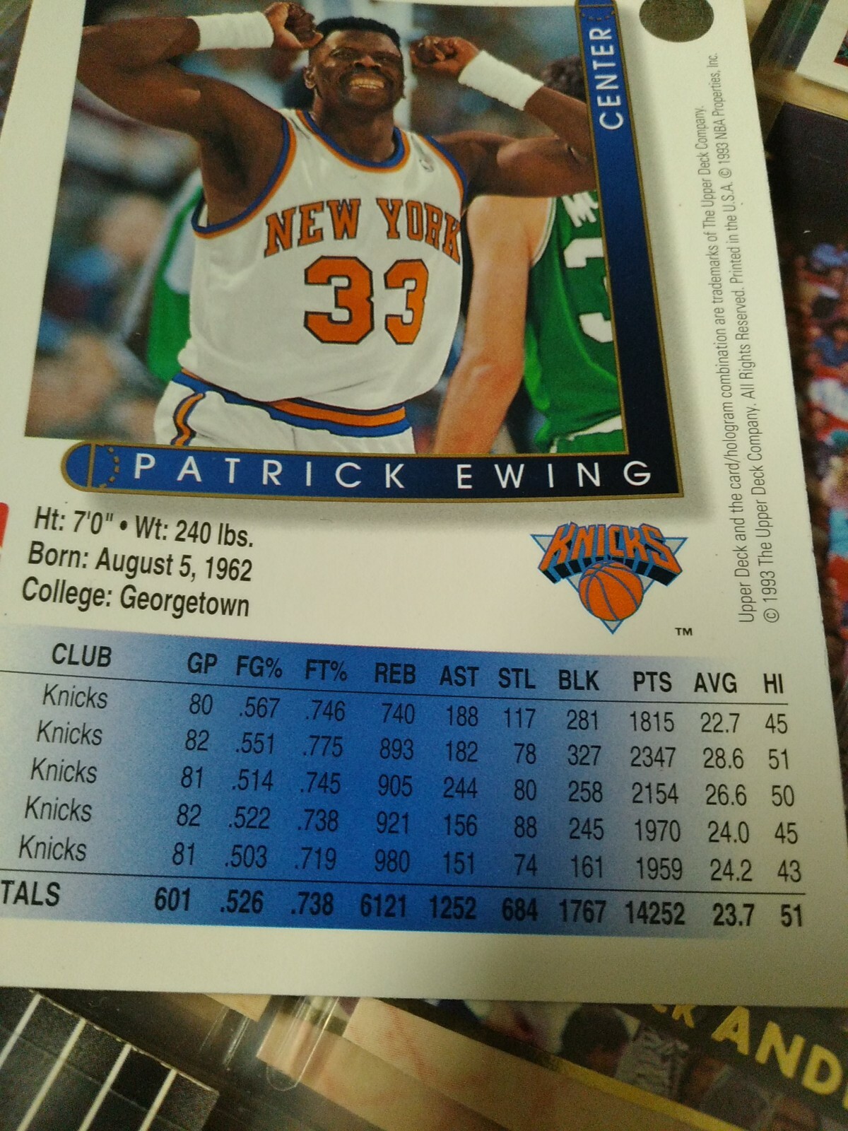 Patrick Ewing Basketball Card 1993-94 Upper Deck #256 New York Knicks NBA |  eBay