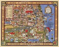 1930s “A Map of Chicago’s Gangland” Vintage Style Pictorial Map - 16x20