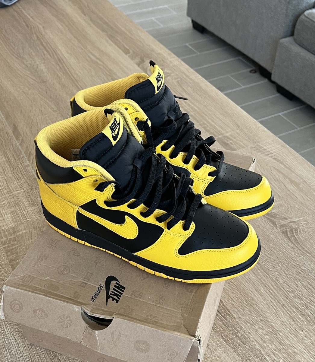 nike sb dunk high pro black & varsity maize