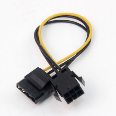 1Pc Extension Cable for PC Power Supply 6 Pin Female to Ide 4pin Male 20cm #E10