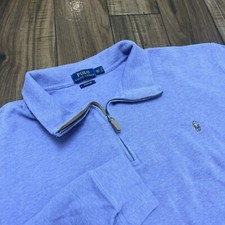 Polo Ralph Lauren Estate Rib Sweater Mens 2XLT Tall Purple 1/4 Zip Pullover Pony