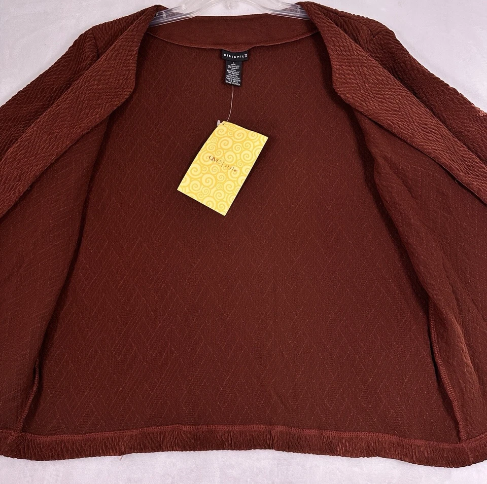 New Citiknits Large Jacket Textured Rust Brown Womens Travel Acetate Spandex NWT - Image 2 of 4