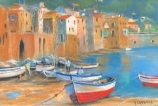 Bastia Corsica the old port pastel signed A Caabert