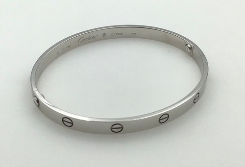 Cartier Love Bangle Bracelet 18k White Gold Size 21 Original Screw Design W Box Ebay