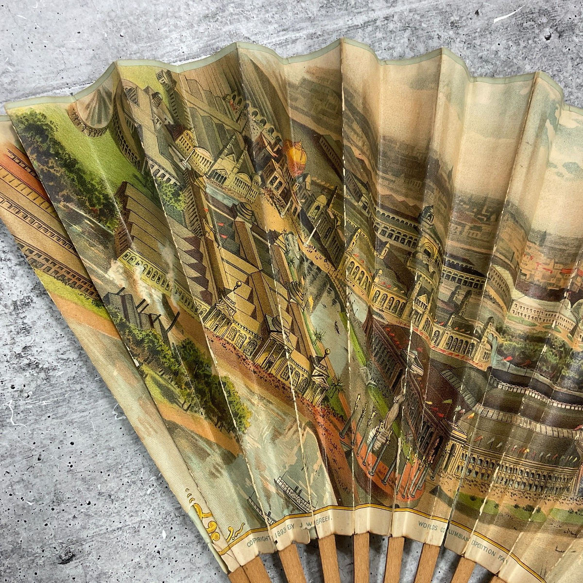 RARE 1893 World's Columbian Exposition in Chicago Folding Hand Fan