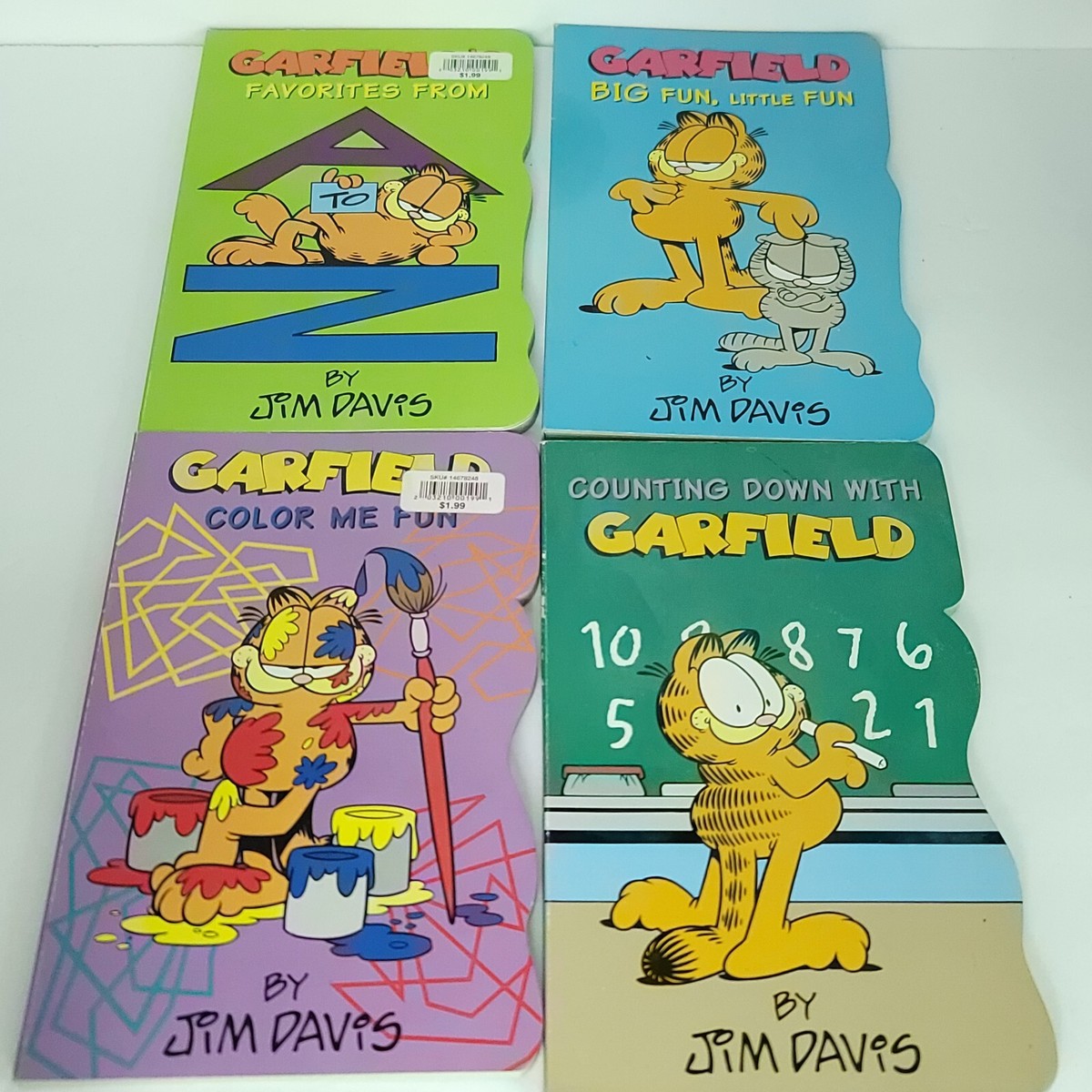 Lot Of 4 Complete Set Garfield Board Book Funny Faces Pooky Odie