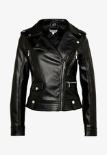 Morgan De Toi 'gamma' Black Faux Leather Jacket Size 12 Biker Zipped New Rrp £56