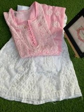 Handmade Chikankari Georgette Kurta Sharara Set Ethnic Wear Salwar Kameez Dress