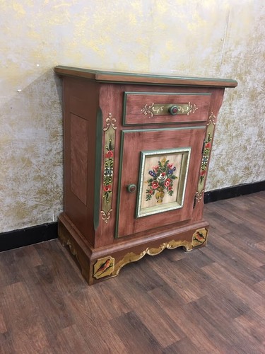 Voglauer Schränkchen Altrosa Handbemalt Anno 1800 Kommode Eintürig Vintage Antik - Bild 4 von 6