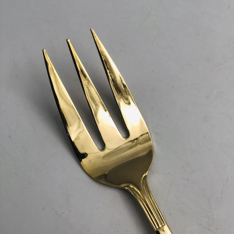 Hampton Forge 金色不锈钢扇贝罗纹图案餐叉 8 — 第 4/4 张图片