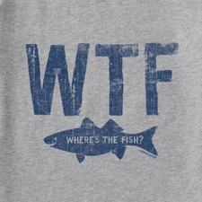 NWT Men's Life Is Good WTF Fish Fishing Gray LITE SS Crusher Tee