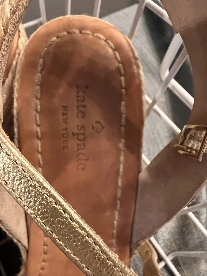 Kate Spade Womens Espradille Heels Wedge Ankle Strap Black Bow Sandals Sz 8 - Image 2 of 4