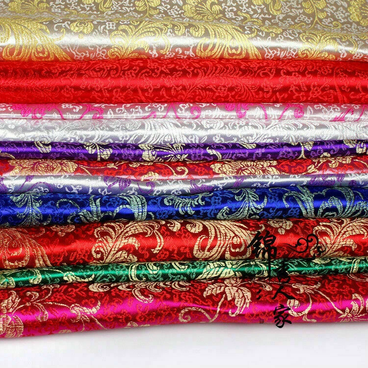 Vestido Chino Satén Imitación Seda Tela Floral Brocado Disfraz Cheongsam Coser Retro Foto 2 de 4