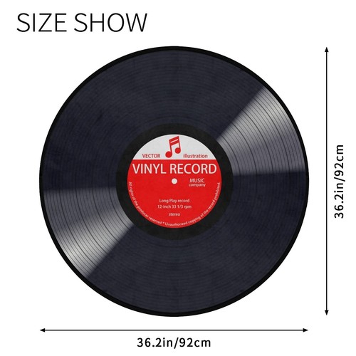 Music Record Black Round Area Rug for Bedroom Living Room Study Playing,Non-S... - Picture 7 of 7