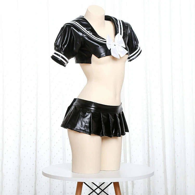 Conjunto de Lencería Sexy para Dama Niña Top Corto Falda Uniforme Preppy Fiesta Ropa de Club Foto 2 de 4